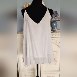 White Swiss Dot V-Neck Cami